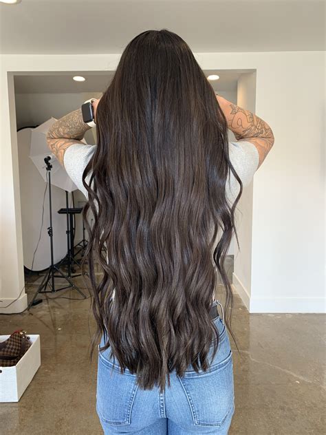 hairstyles brown long hair|long brunette hair back.